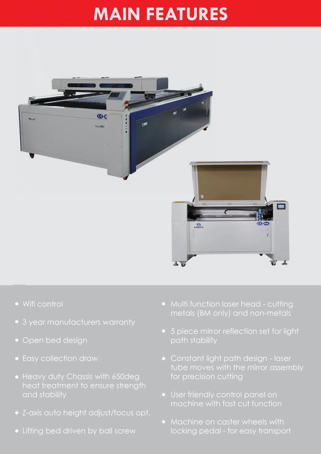 1325 CO2 150W CNC Laser Mixed Cutting Machine for Metal and Nonmetal