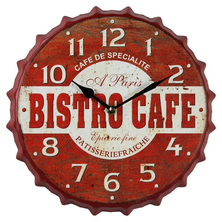 Latest Antique Beer Bottle Cap Special Wall Clock Customized Advertising Promotional Metal Beer Cap Bottle Cap Shape Wall Clocks