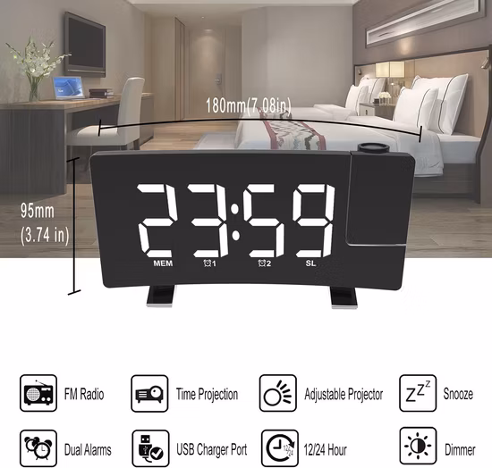 Newest Electronic Large Digital Color Display Indoor Outdoor Weather Station Radio Controlled Alarm Clock with Sensor